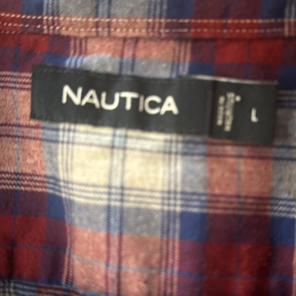 Nautica blue and burgundy flannel - Picture 2 of 7